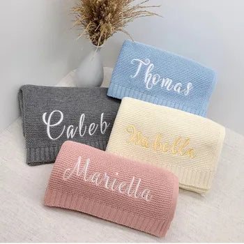 Personalized blanket with embroidered name for baby