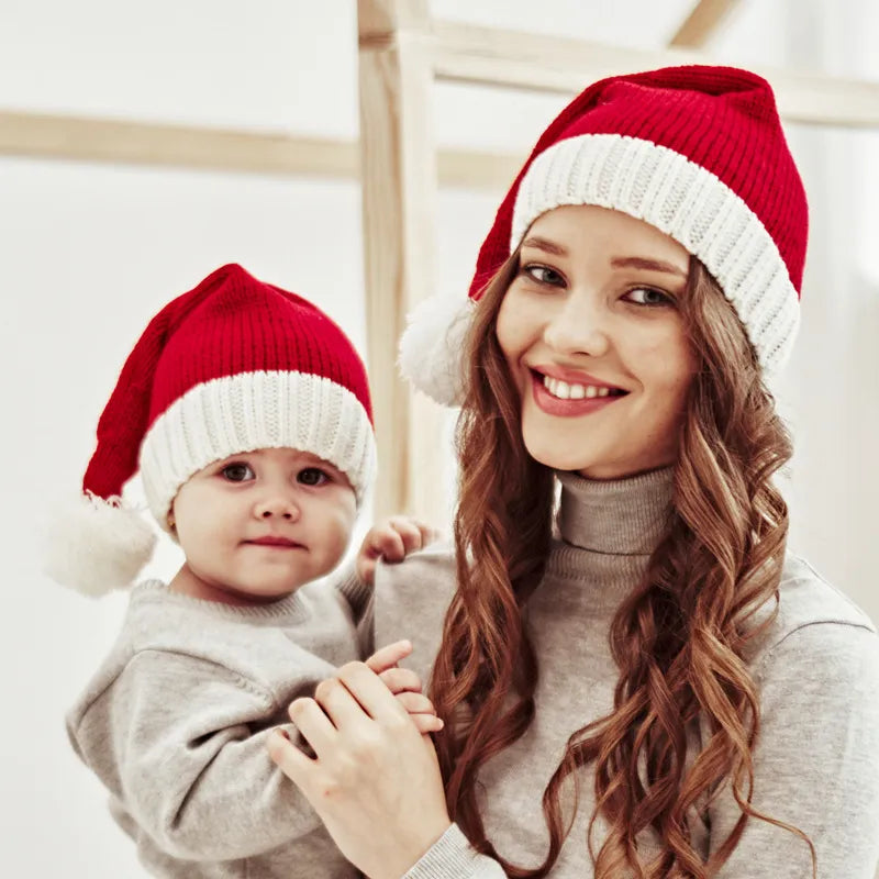 Christmas hat with pompoms for adults and children