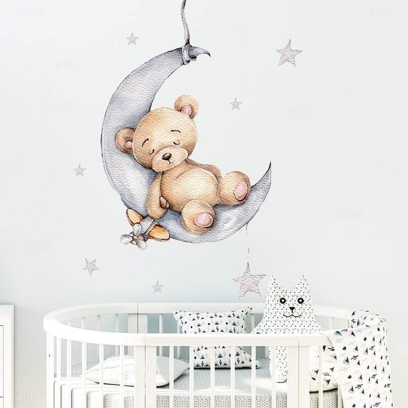Sticker Muraux chambre enfant - Ourson & Lune - Petit Balthazar